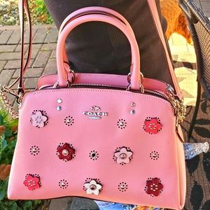 Coach Leather pink handbag  shoulder length 9" width 9". In excellent condition